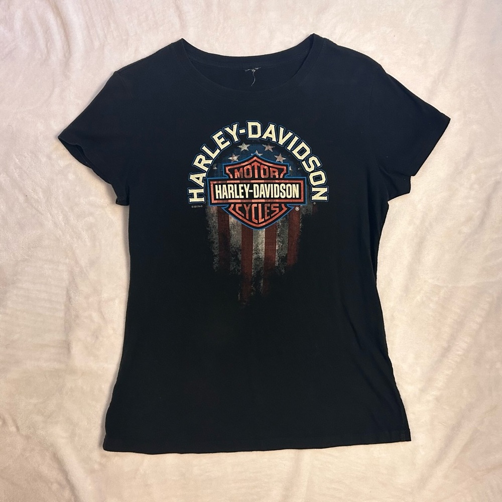 black harley davidson motorcycle graphic tee